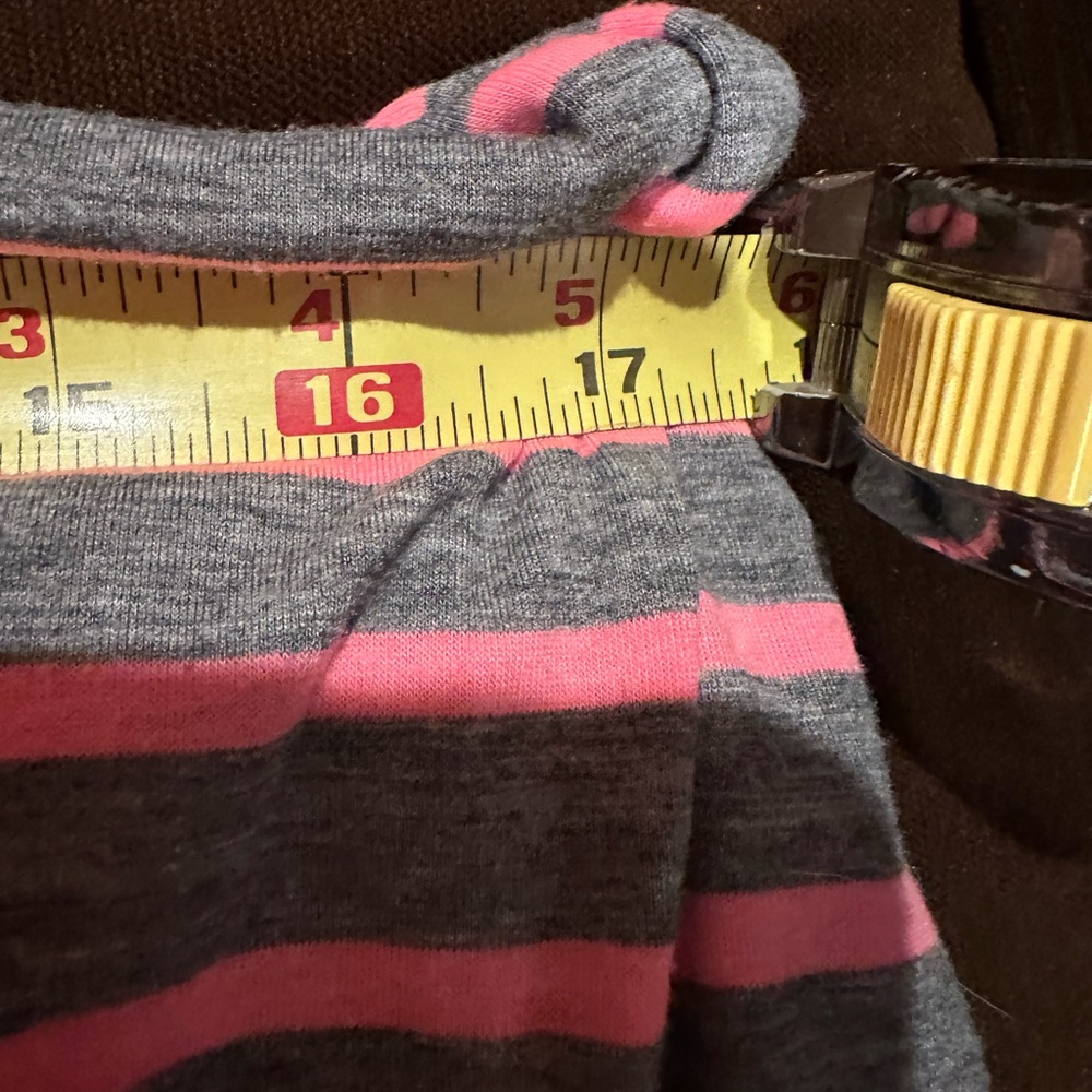 MOSSIMO Gray & Pink Striped Adjustable Straps Elastic Waist T Shirt Dress Sz L - Picture 12 of 13